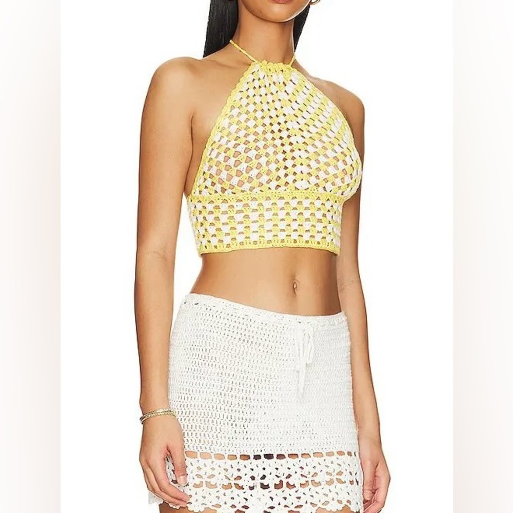MORE TO COME || Kari Halter Top in Yellow Multi - SZ Small ⭐️NWT⭐️ - Picture 3 of 10